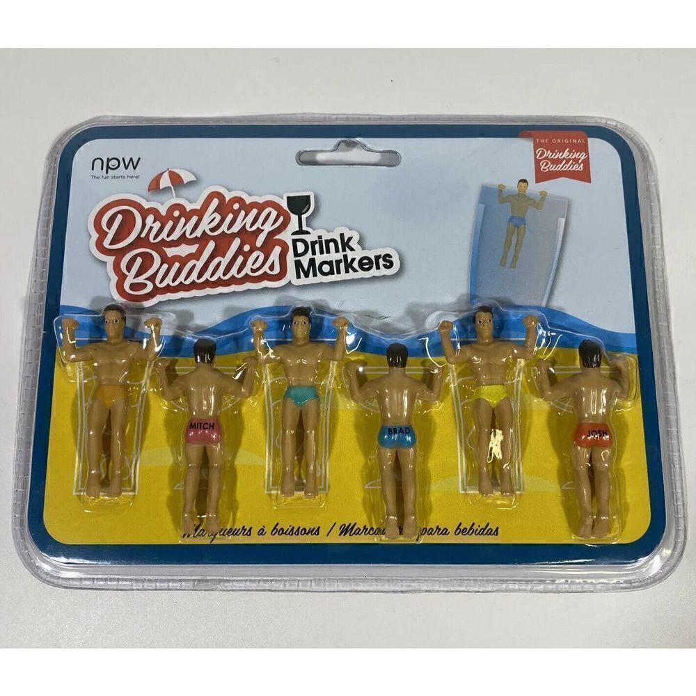 Drinking Buddies Cocktail Wine Glass Drink Markers‎ 6 pcs Hot Men Fun Gag Gift